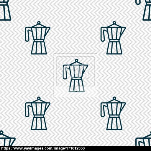 Teapot Kettle Trendy Icon Sign Seamless Pattern With Geometric