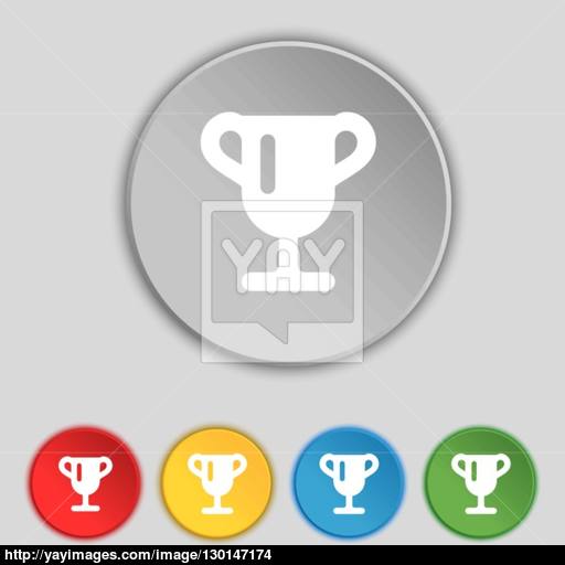 Winner Cup, Awarding Of Winners, Trophy Icon Sign Symbol On Five