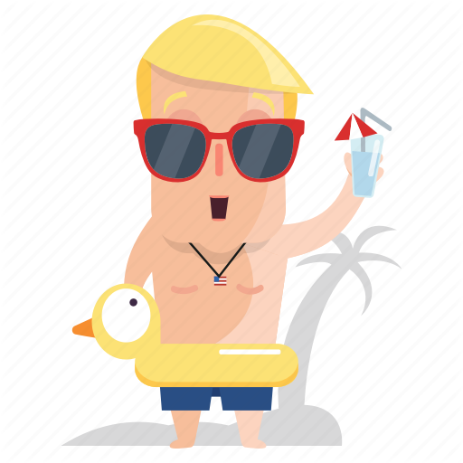 Beach, Emoji, Emoticon, Man, Sticker, Trump Icon