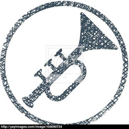 Vector Icon Of Trumpet With Hand Drawn Lines Texture Vector
