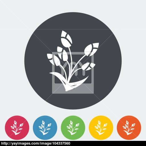 Tulip Single Flat Icon Vector