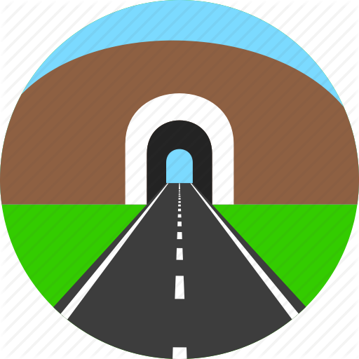 Asphalt, Highway, Horizon, Mountain, Road, Tunnel, Way Icon