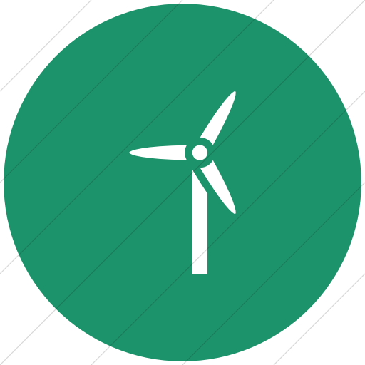 Flat Circle White On Aqua Iconathon Wind Turbine Icon