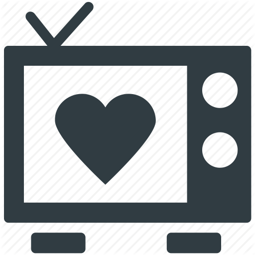 Broadcasting, Media, Retro Television, Retro Tv, Screen Heart Icon