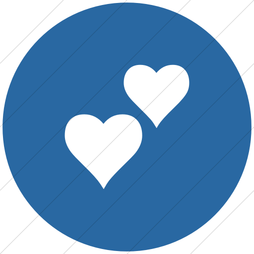 Flat Circle White On Blue Classica Two Hearts Icon