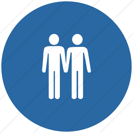 Flat Circle White On Blue Classica Two Men Holding