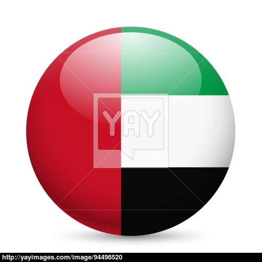 Round Glossy Icon Of Uae Vector