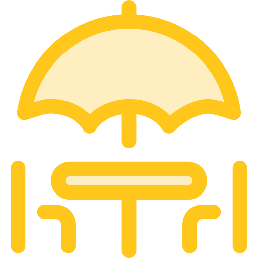 Restaurant, Terrace, Chairs, Sun Umbrella, Furniture And Household