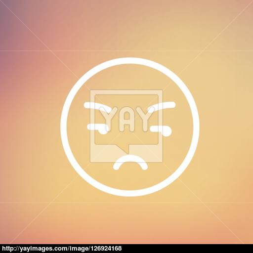 Unhappy Face Thin Line Icon Vector
