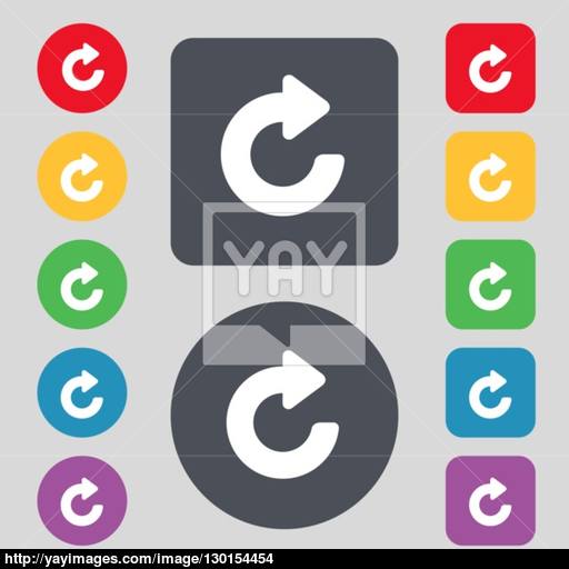 Upgrade, Arrow Icon Sign A Set Of Colored Buttons Flat Design