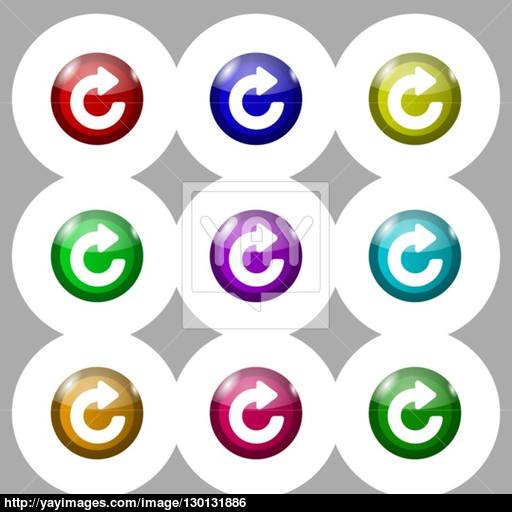 Upgrade, Arrow Icon Sign Symbol On Nine Round Colourful Buttons