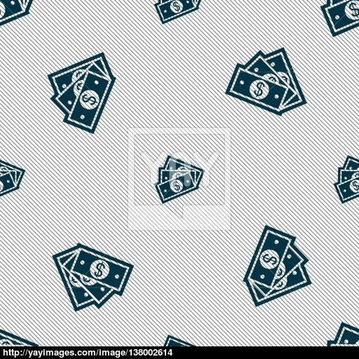 U S Dollar Icon Sign Seamless Pattern With Geometric Texture