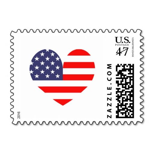 Patriotic American Flag Heart Icon Postage Stamps Independence