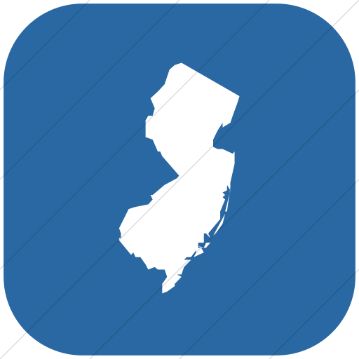 Flat Rounded Square White On Blue Us States New Jersey Icon