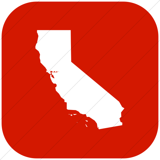 Flat Rounded Square White On Red Us States California Icon