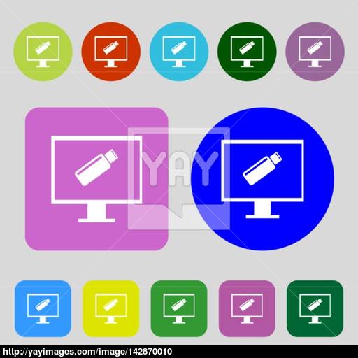 Usb Flash Drive And Monitor Sign Icon Video Game Symbol