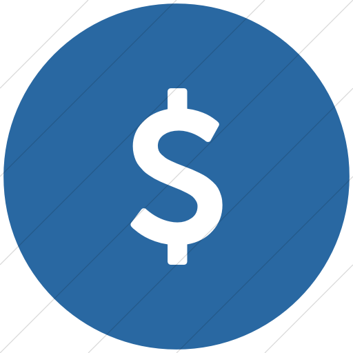 Flat Circle White On Blue Bootstrap Font Awesome Dollar