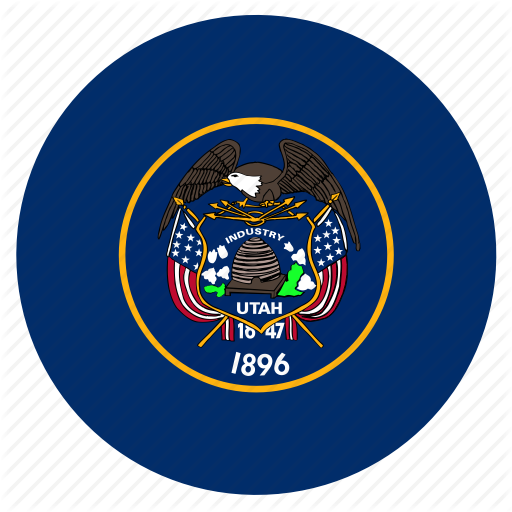 American, Circle, Circular, Flag, State, Utah Icon