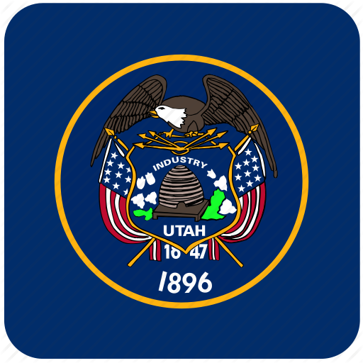 American, Curved, Flag, Rounded, Square, State, Utah Icon