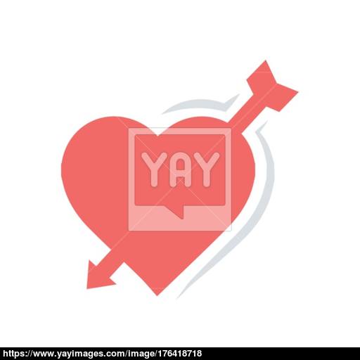 Valentines Heart Arrow Red Icon Vector