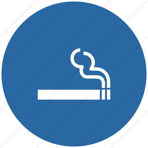 Flat Circle White On Blue Aiga Smoking Icon