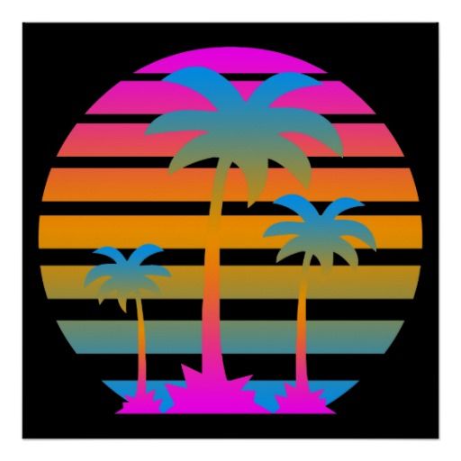 Corey Tiger Retro Vintage Palm Trees Sunset Poster Zazzle