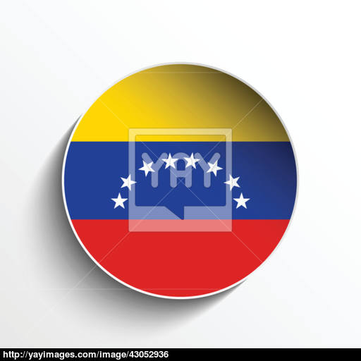 Venezuela Flag Paper Circle Shadow Button Vector