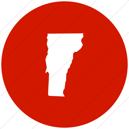 Flat Circle White On Red Us States Vermont Icon