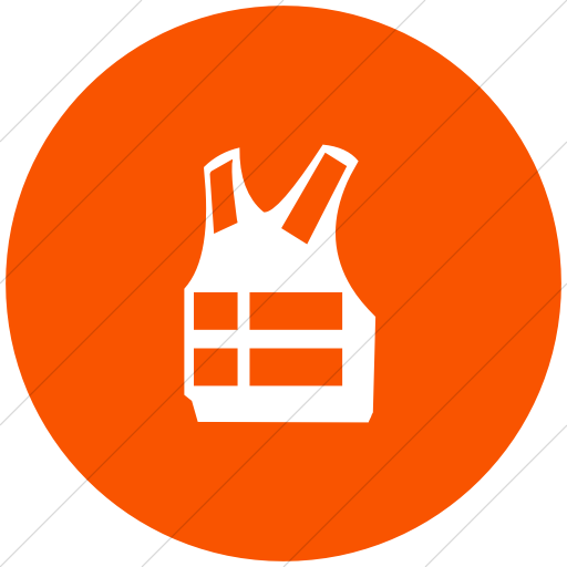 Flat Circle White On Orange Classica Life Vest Icon