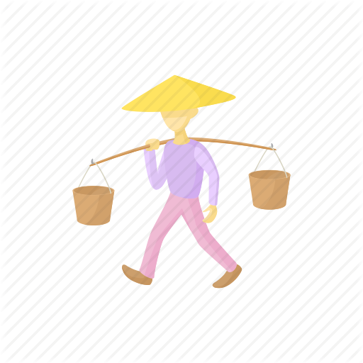 Asian, Bucket, Cartoon, Hat, Man, Traditional, Vietnam Icon