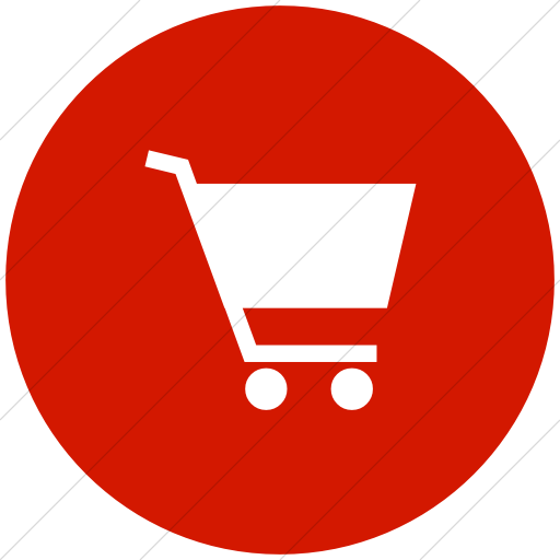 Flat Circle White On Red Classica Shopping Cart Icon