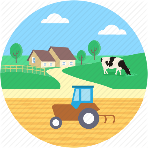 Farmhouse, Farming, Pasture, Rural, Village Icon