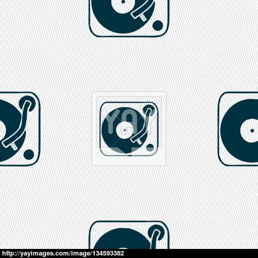 Gramophone, Vinyl Icon Sign Seamless Pattern With Geometric