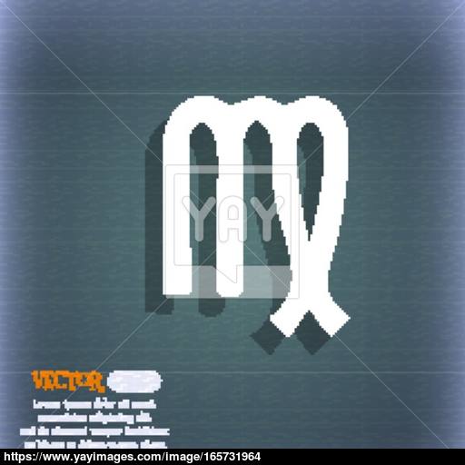 Virgo Icon On The Blue Green Abstract Background With Shadow