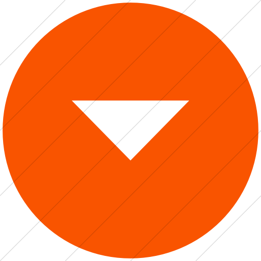 Flat Circle White On Orange Classica Volume Down Arrow Icon
