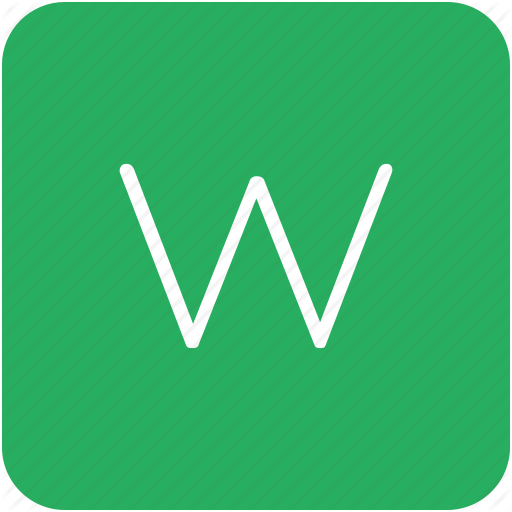 Green, Key, Keyboard, Letter, W Icon