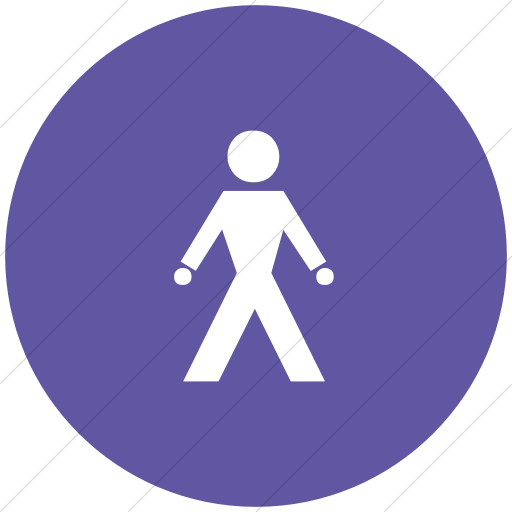 Flat Circle White On Purple Classica Walking Man Icon