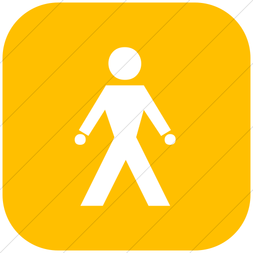 Flat Rounded Square White On Yellow Classica Walking