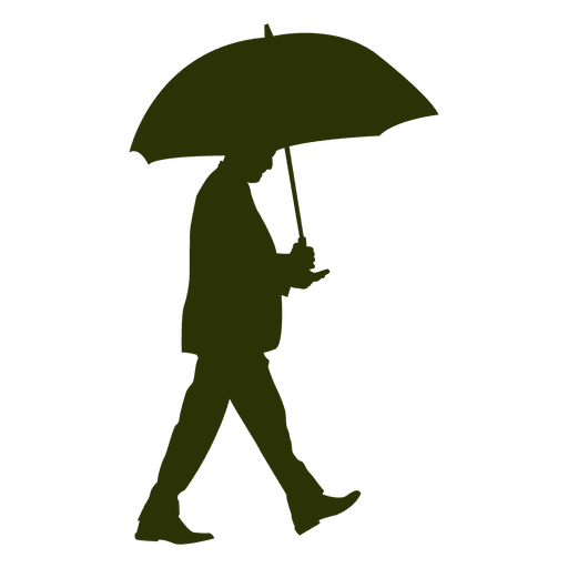 Man Walking With Umbrella