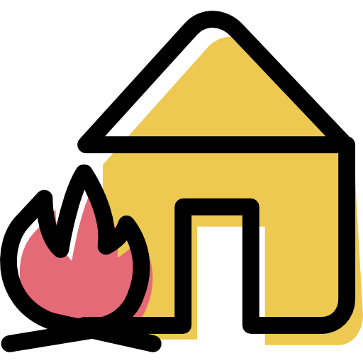 Shelter, Bonfire, House, Warm Icon