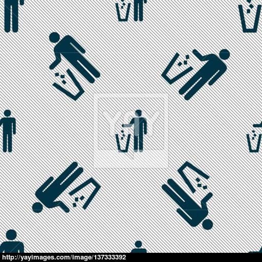 Throw Away The Trash Icon Sign Seamless Pattern With Geometric