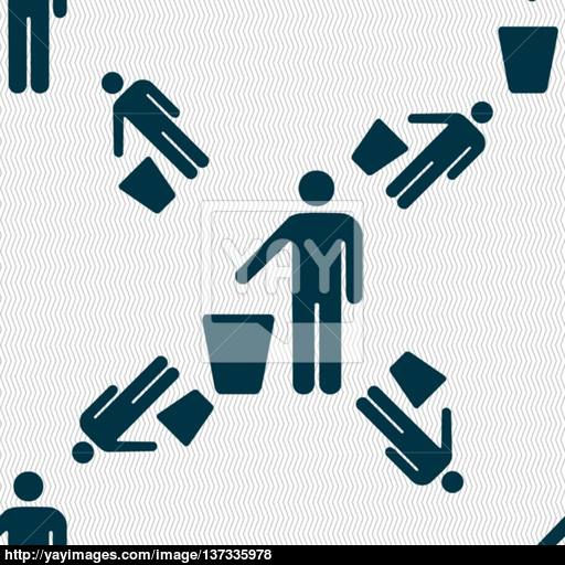 Throw Away The Trash Icon Sign Seamless Pattern With Geometric