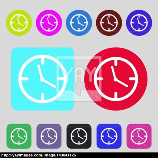 Clock Time Sign Icon Mechanical Watch Symbol Colored Buttons