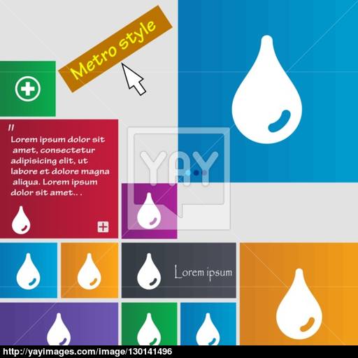 Water Drop Icon Sign Metro Style Buttons Modern Interface