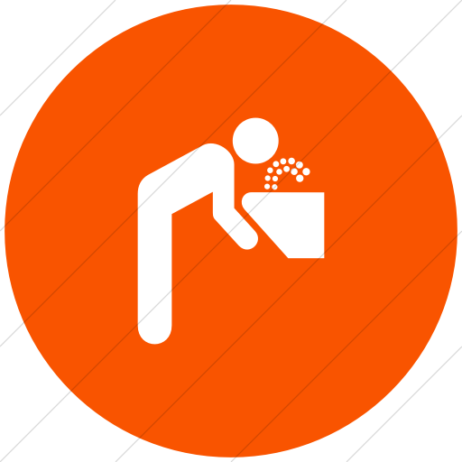 Flat Circle White On Orange Aiga Drinking Fountan