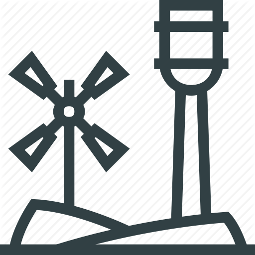 Farm, Field, Mill, Water Tower Icon