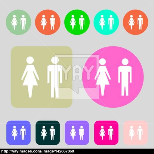 Wc Sign Icon Toilet Symbol Male And Female Toilet Colored