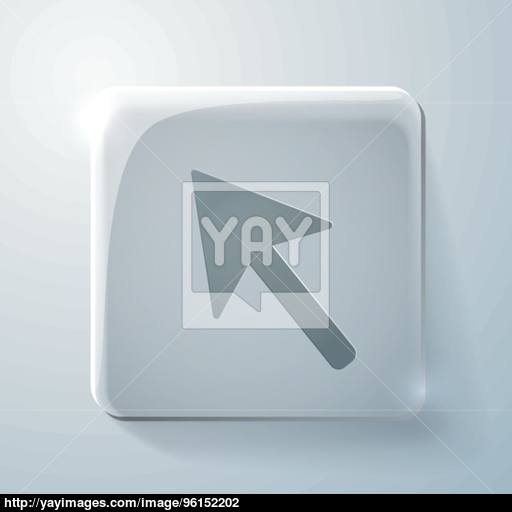 Glass Square Icon With Highlights Web Arrow Vector