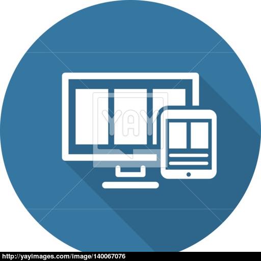 Fully Responsive Web Design Icon Flat Design Long Shadow Vector