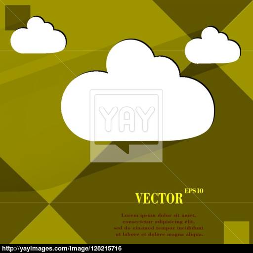 Cloud Download Application Web Icon On A Flat Geometric Abstract